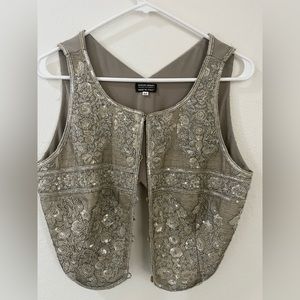 Never worn Giorgio Armani black label beaded and sequined vest. Made in Italy.